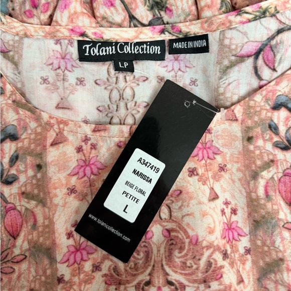 Tolani Collection Narissa Beige Pink Floral Tunic Kimono Top Large Petite, NWT - Picture 3 of 9